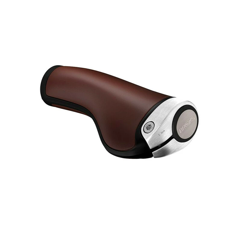 Brooks GP1 Ledergriffe 130/130mm, Dunkelbraun/silber 1 Brooks GP1 Ledergriffe 130/130mm, Dunkelbraun/silber