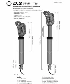 By Schulz By.Schulz Sattelst&uuml;tze, D.2 ST-Ri T80 DROPPER Kabel INNEN 31.6 X 190mm Hub:30mm MEDIUM 60-80 Kg