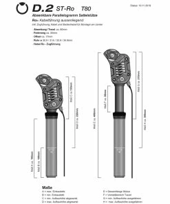 By Schulz By.Schulz Sattelst&uuml;tze, D.2 ST-Ro T80 DROPPER Kabel AUSSEN 31.6 X 190mm Hub:30mm MEDIUM 60-90 Kg