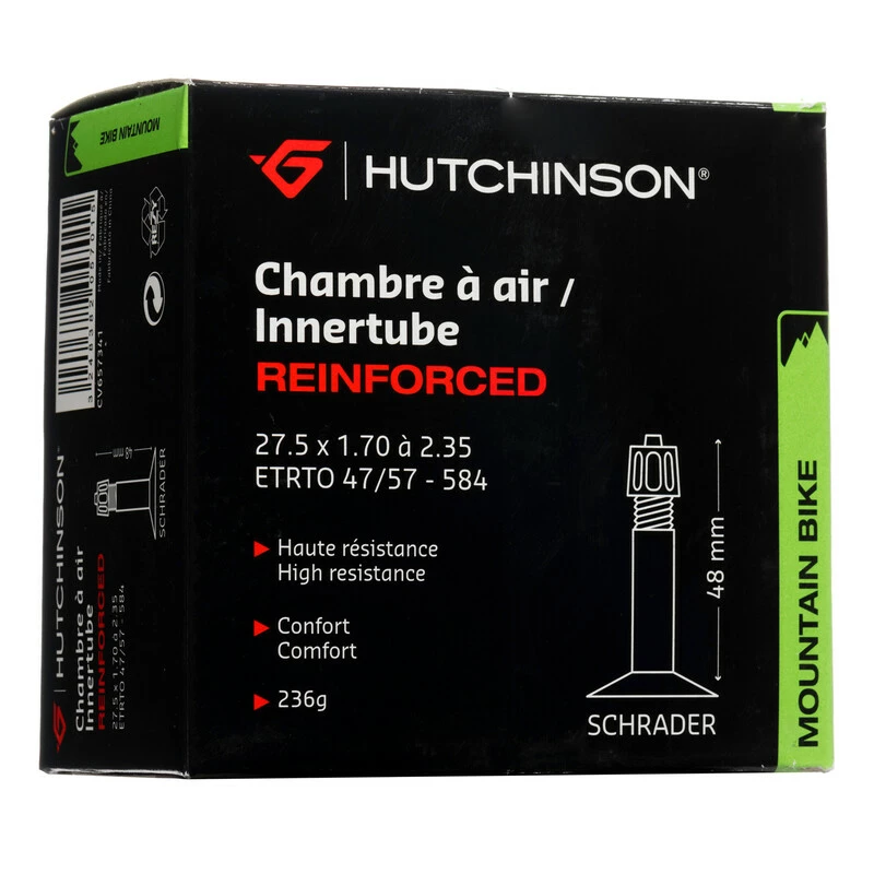 Hutchinson Schlauch, REINFORCED 1.2mm, 27.5x1.70-2.35 Schrader 48mm, CV657341 1 Hutchinson Schlauch, REINFORCED 1.2mm, 27.5x1.70-2.35 Schrader 48mm, CV657341