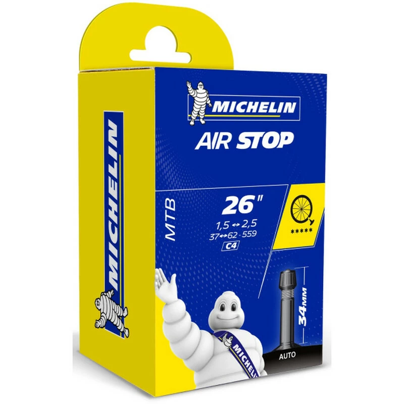 Michelin Schlauch MTB C4 Airstop 26", 26x1.6-2.1, Auto, 34mm 1 Michelin Schlauch MTB C4 Airstop 26", 26x1.6-2.1, Auto, 34mm