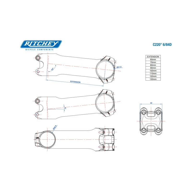 Ritchey Vorbau WCS C220 80mm, Blatte Black, 31.8mm, 6°/84° 4 Ritchey Vorbau WCS C220 80mm, Blatte Black, 31.8mm, 6°/84° – Bild 4