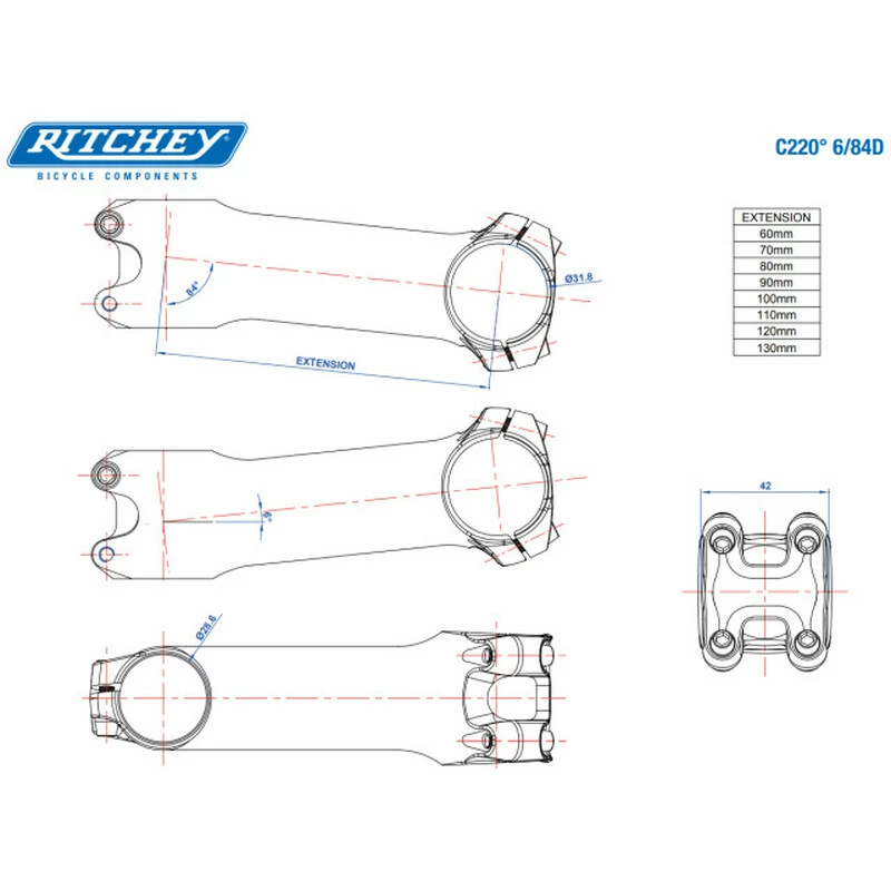 Ritchey Vorbau WCS C220 90mm, Blatte Black, 31.8mm, 6°/84° 4 Ritchey Vorbau WCS C220 90mm, Blatte Black, 31.8mm, 6°/84° – Bild 4