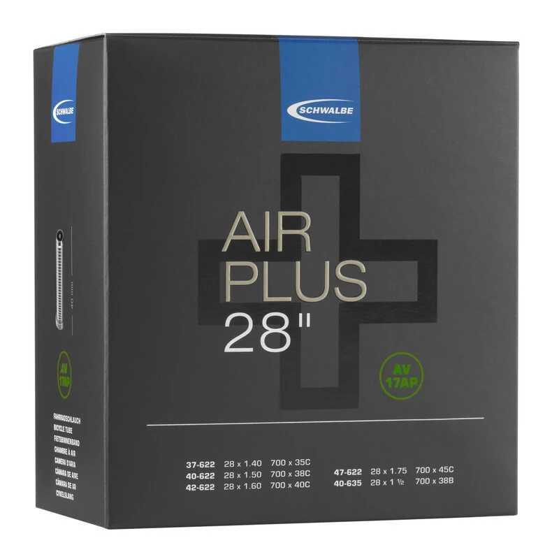 Schwalbe Schlauch Air Plus 28" AV17AP, 37/47-622/635 28"x 1.40"-1.75" 1 Schwalbe Schlauch Air Plus 28" AV17AP, 37/47-622/635 28"x 1.40"-1.75"